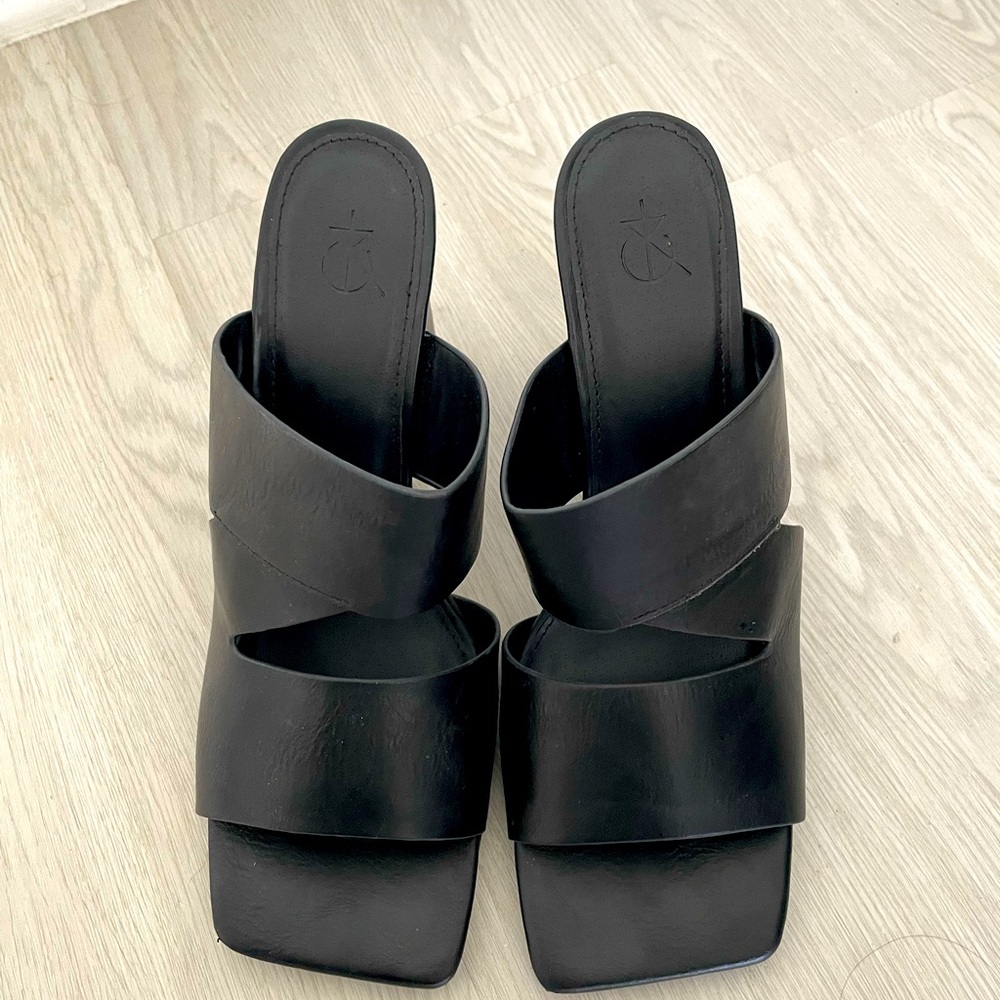 Square Toed Black Heels! Worn once